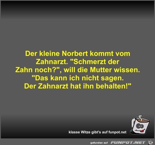 Der kleine Norbert kommt vom Zahnarzt