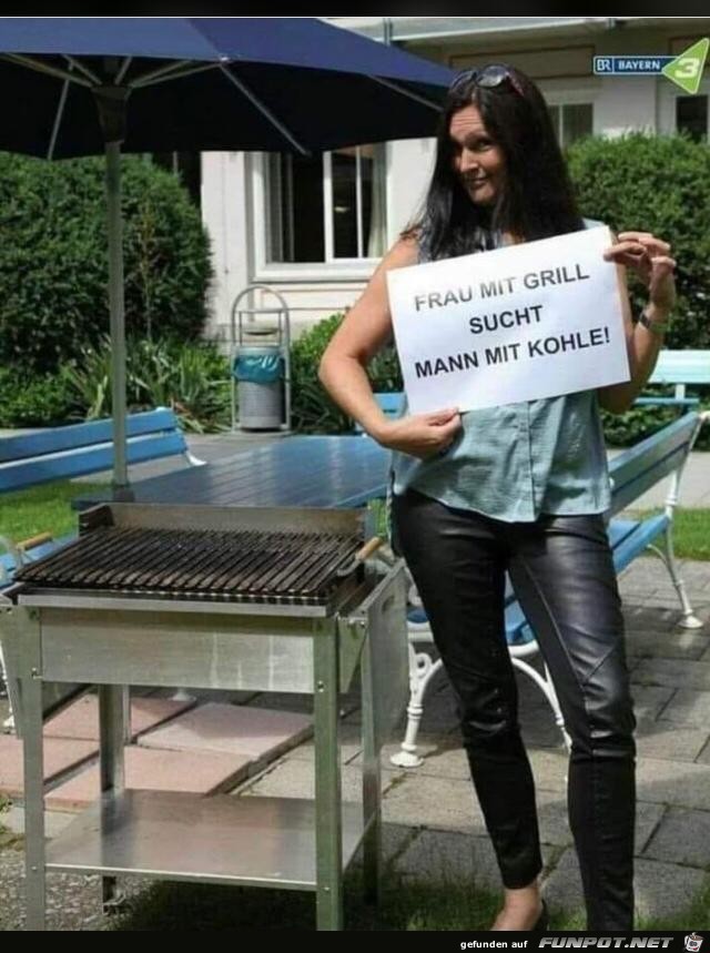 Frau mit Grill