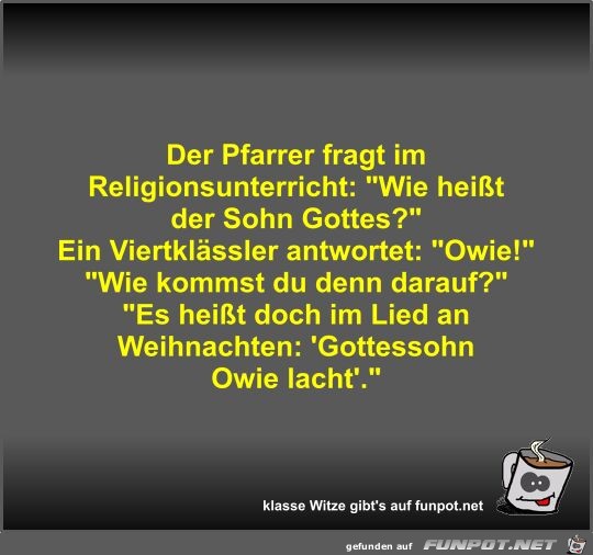 Der Pfarrer fragt im Religionsunterricht