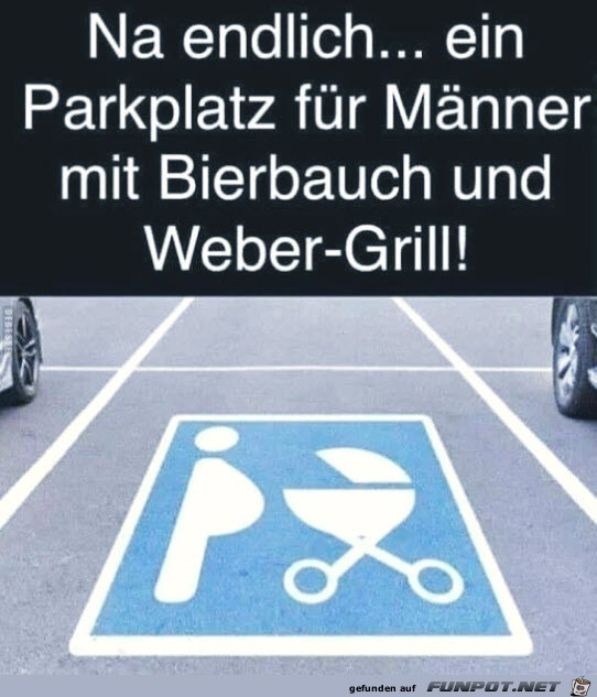 Parkplatz fr Mnner mit Bierbauch