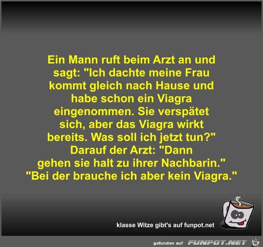 Ein Mann ruft beim Arzt an und sagt