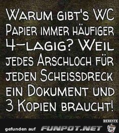 Warum gibt s WC Papier immer hufiger 4- Kfig ?