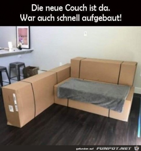 Sofa ist schon aufgebaut