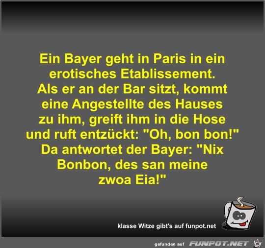 Ein Bayer geht in Paris in ein erotisches Etablissement