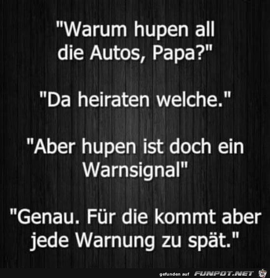 Warum hupen all die Autos ?