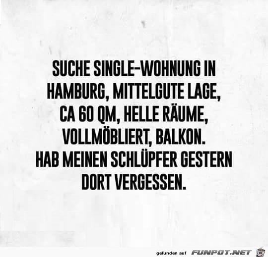 Suche Single-Wohnung...