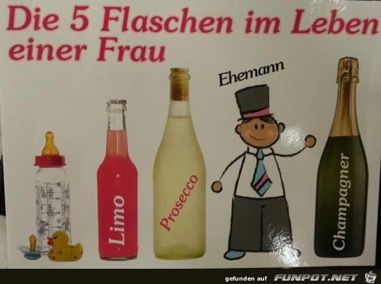 Die,5 Flaschen im Leben einer Frau