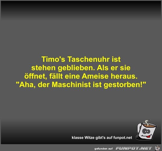 Timo's Taschenuhr ist stehen geblieben