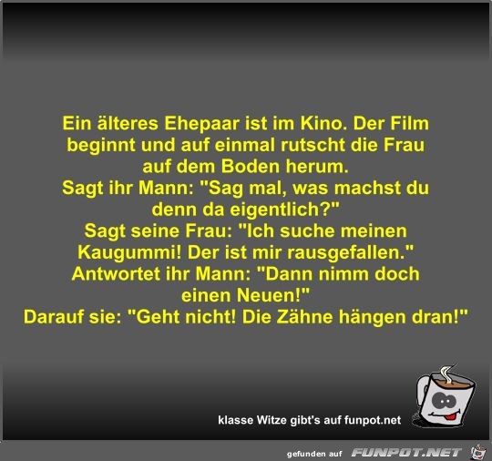 Ein lteres Ehepaar ist im Kino