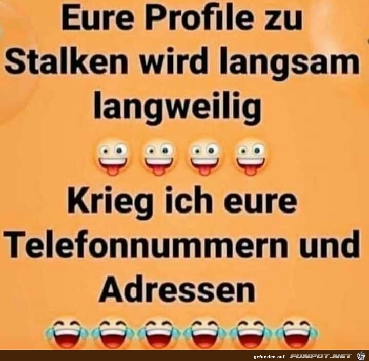 Eure Profile stalken wird langsam langweilig