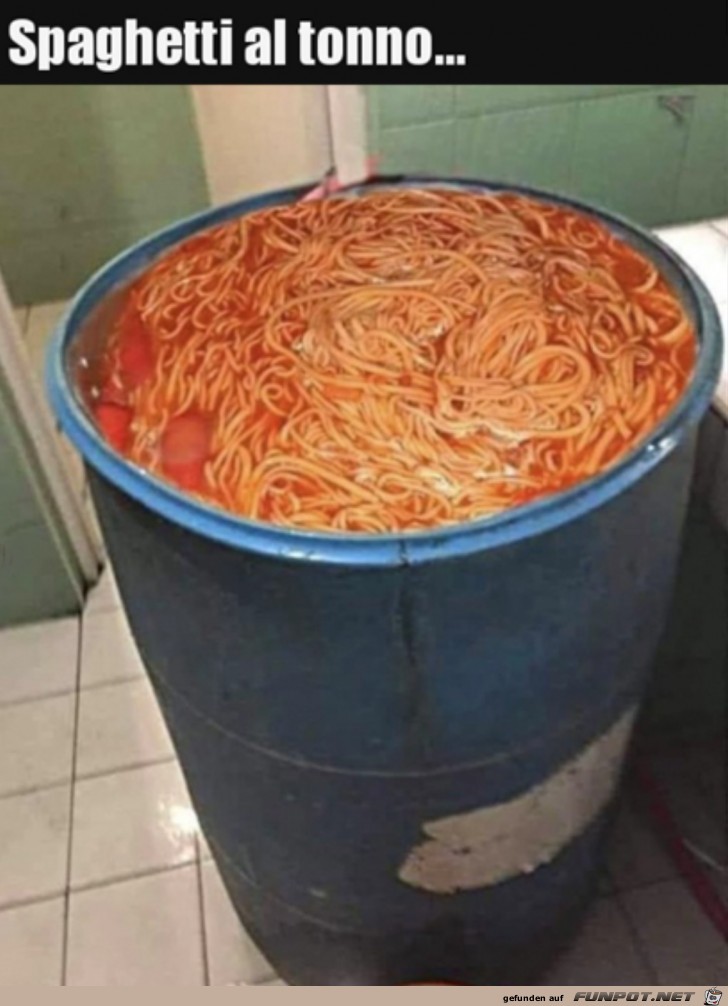 Spaghetti in der Tonne