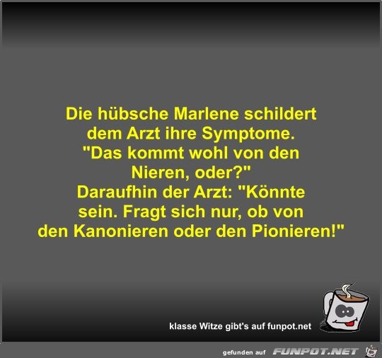 Die hbsche Marlene schildert dem Arzt ihre Symptome