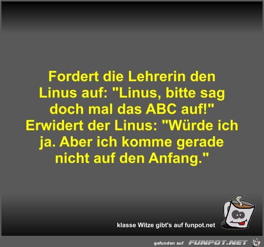 Fordert die Lehrerin den Linus auf