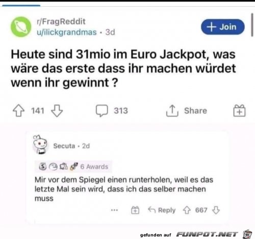 Im Lotto gewonnen