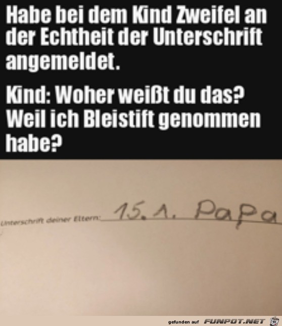 Komische Unterschrift