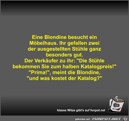 Eine Blondine besucht ein Mbelhaus