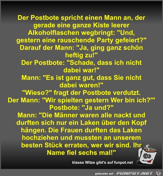 Der Postbote spricht einen Mann an