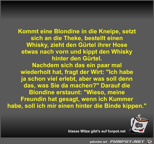 Kommt eine Blondine in die Kneipe