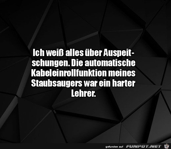 Der Staubsauger war ein harter Lehrer