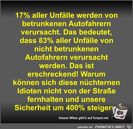 17% aller Unflle werden von betrunkenen Autofahrern...