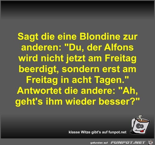 Sagt die eine Blondine zur anderen