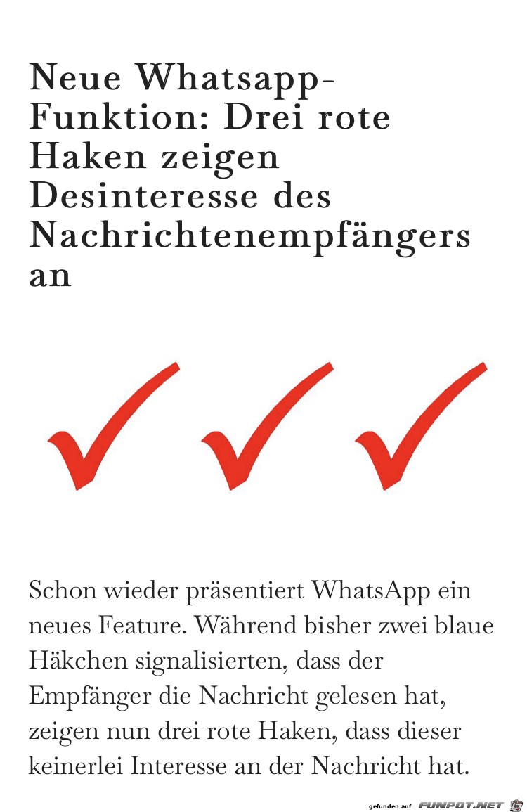 Neuer Haken in WhatsApp