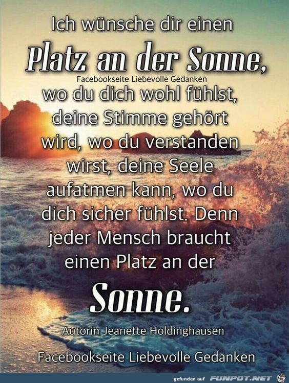 Ich wnsche dir einen Platz an der Sonne