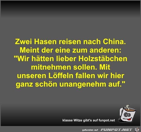 Zwei Hasen reisen nach China