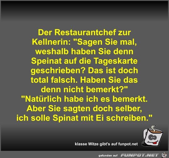 Der Restaurantchef zur Kellnerin