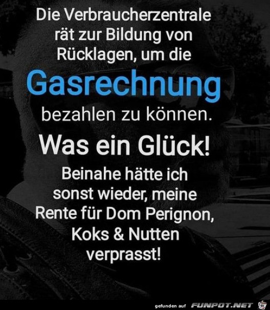 Rcklagen fr die Gasrechnung