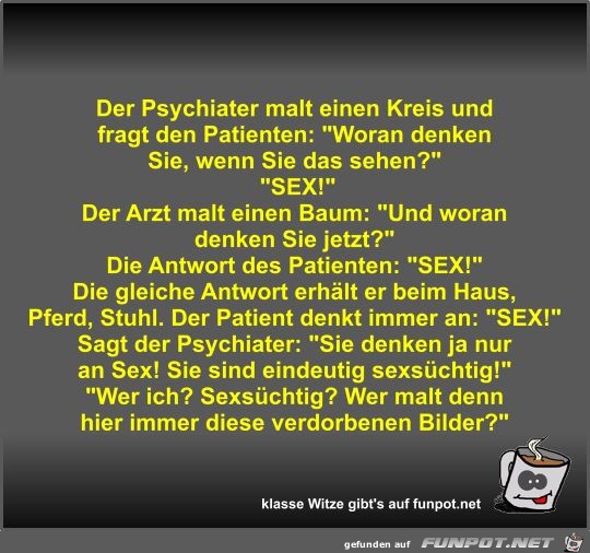 Der Psychiater malt einen Kreis und fragt den Patienten