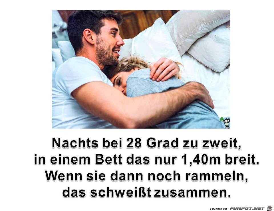 Zu hei im Bett