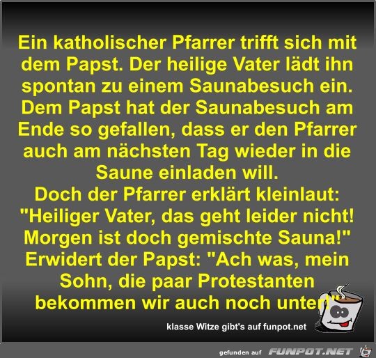 Ein katholischer Pfarrer trifft sich mit dem Papst