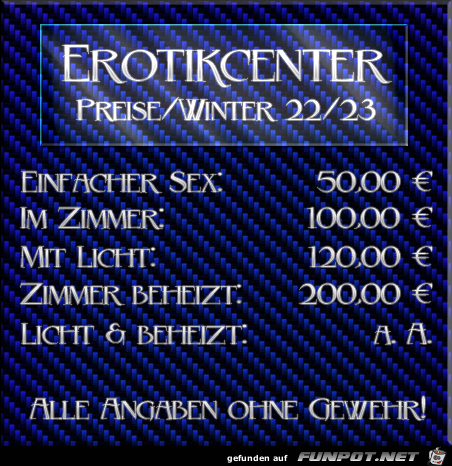 Preise Winter Erotikcenter