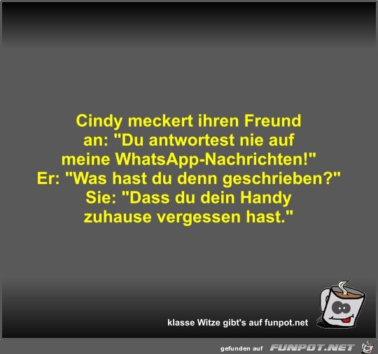 Cindy meckert ihren Freund an