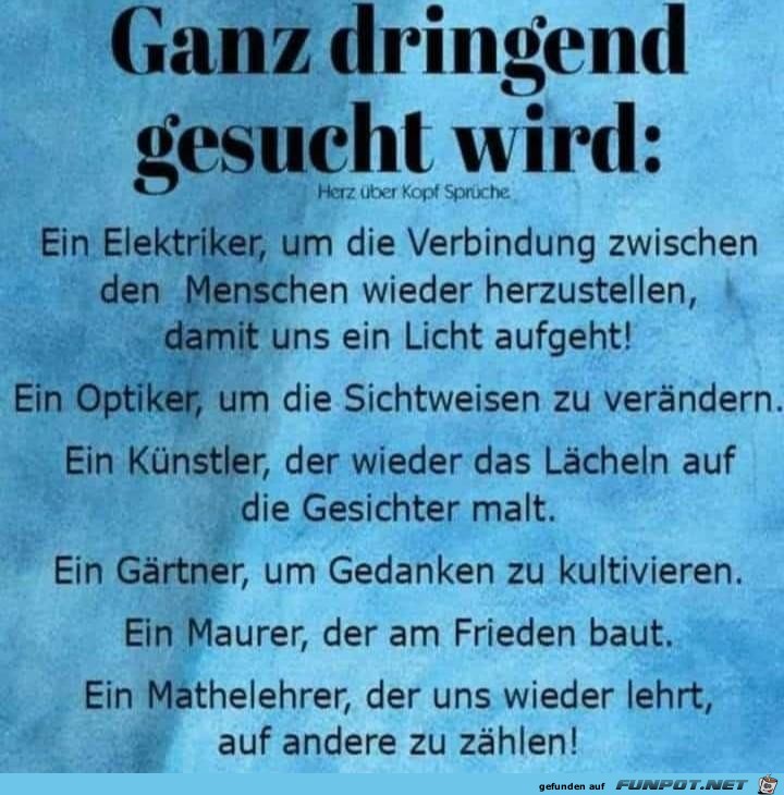 Ganz dringend gesucht