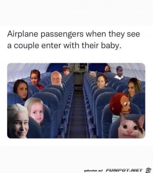 Wenn Leute mit Baby ins Flugzeug steigen
