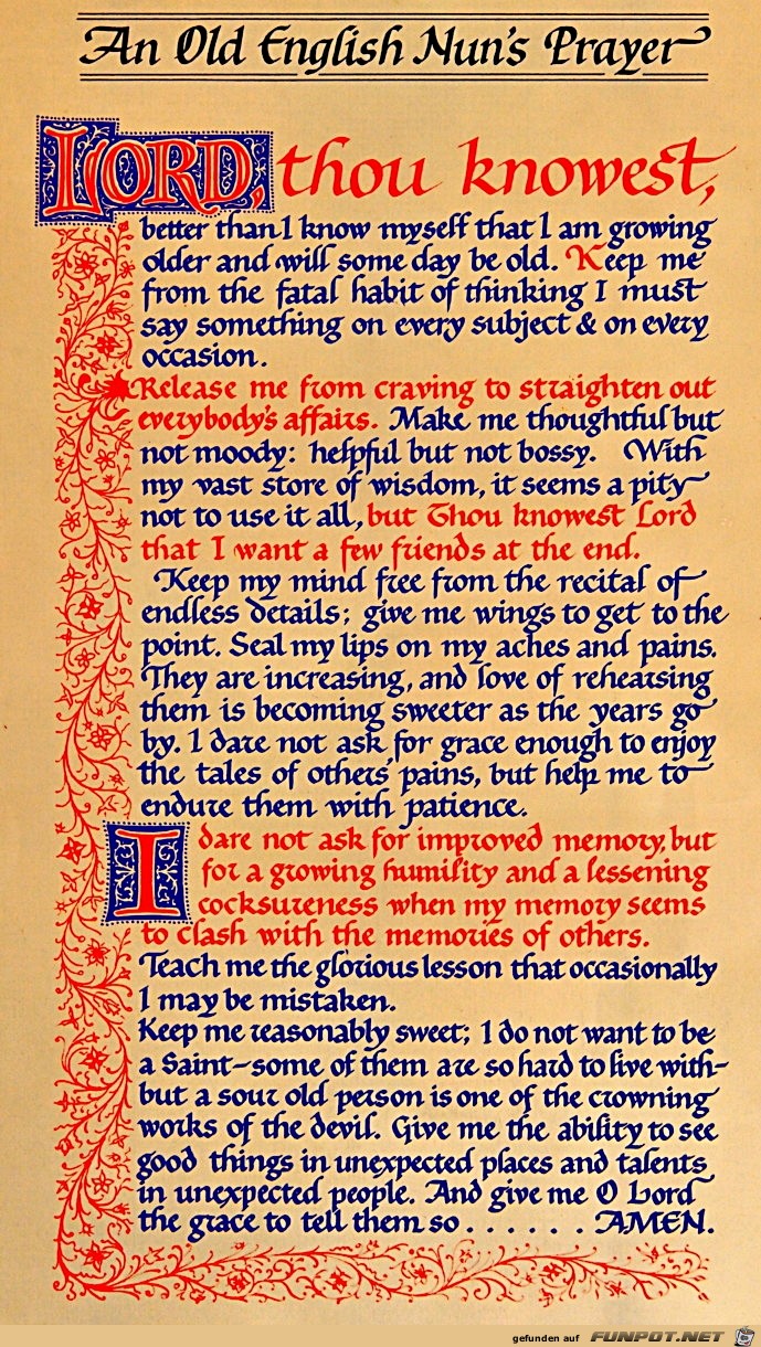 An Old English Nuns Prayer