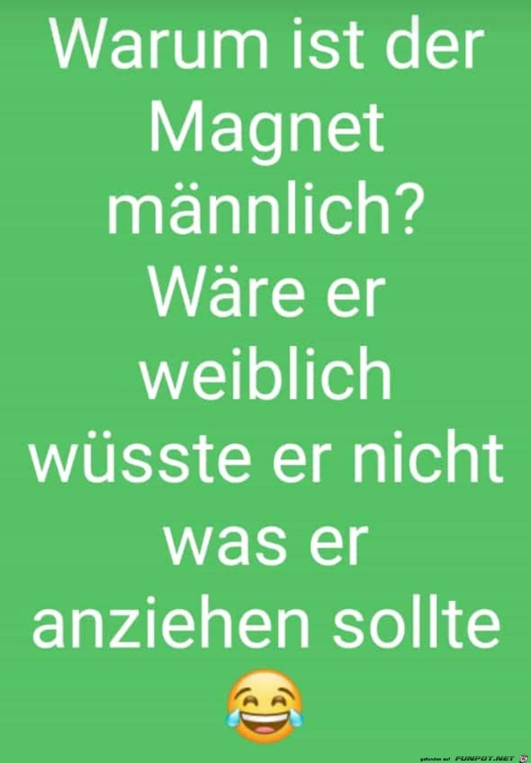 lustiger Spruch: 'Warum ist der Magnet'