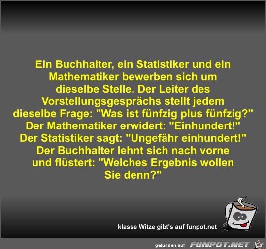 Ein Buchhalter, ein Statistiker und ein Mathematiker...