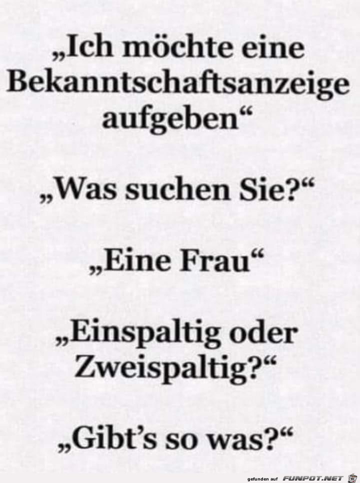 Bekanntschaftsanzeige