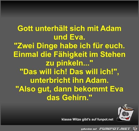 Gott unterhlt sich mit Adam und Eva