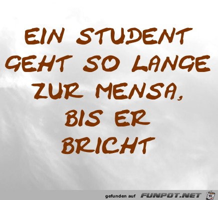 Ein Student geht so lange zur Mensa