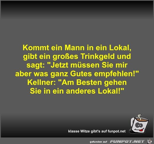 Kommt ein Mann in ein Lokal