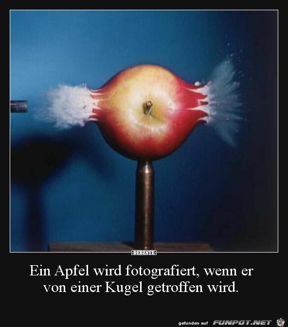 Apfel von Kugel durchschossen