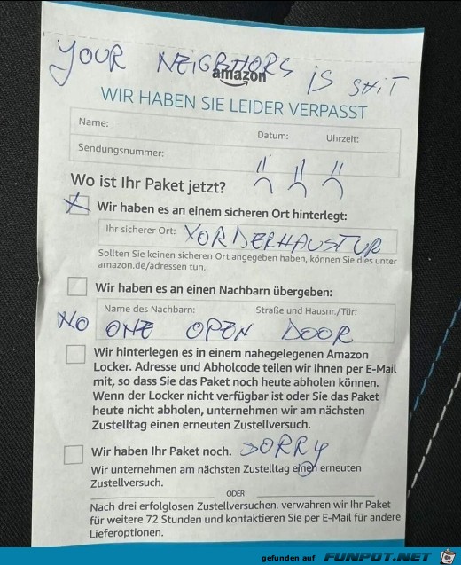 die Nachbarn haben die Annahme verweigert