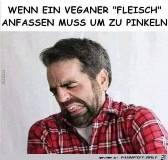 Veganer beim pinkeln