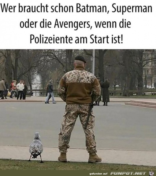 Die Polizeiente ist am Start