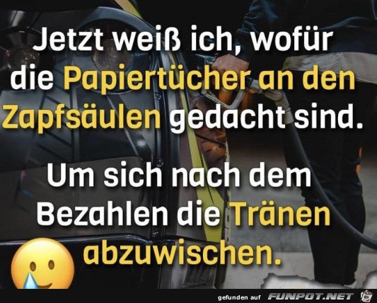 Die Papiertcher an Zapfsulen