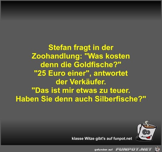 Stefan fragt in der Zoohandlung